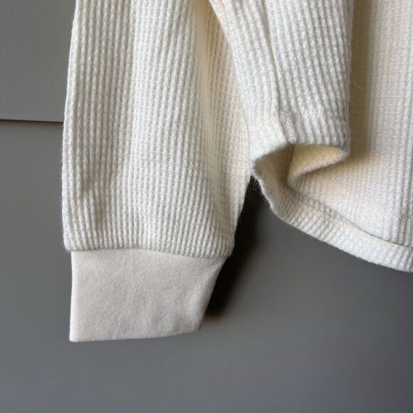 Madewell Mockneck Waffle Sweatshirt Tee Women Small Beige Long Sleeve NEW - Picture 7 of 15